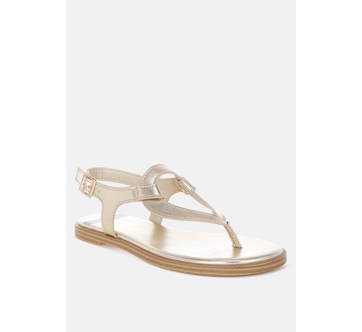 Zorad Metallic Genuine Leather Flats - Gold
