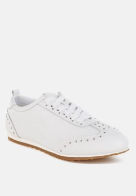 Rag and Co Womens Odaya Studded Real Soft Leather Sneakers