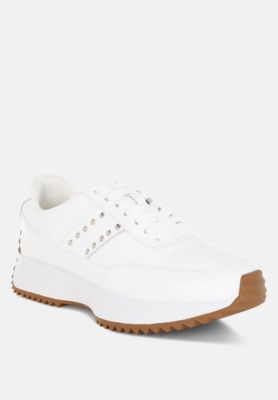 Womens Athion Studded Real Leather Sneakers