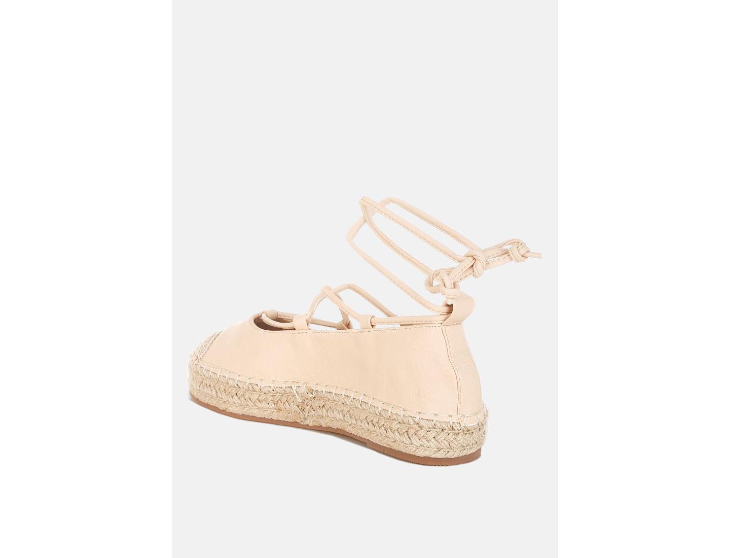 Женские сандалии London Rag Alaya Woven Toe Lace-Up Espadrilles, цвет: Бежевый — фото 3
