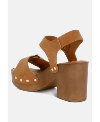 Rag and Co Women's Lhasa Real Suede Leather Clog Sandals
