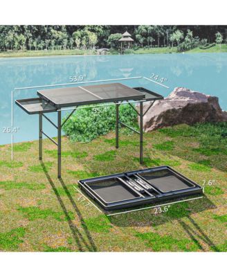 Folding Grill Table, 4.5 ft Portable Camping Table w/ Wing Panels