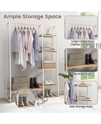 Clothes Rack Free Standing Storage Tower with Hanging Bar