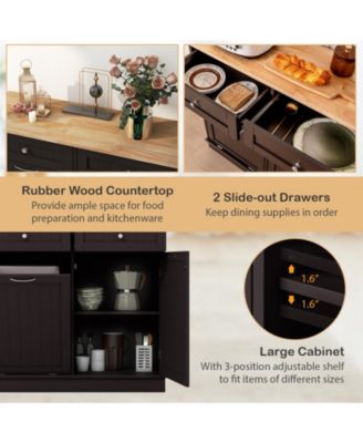 Kitchen Tilt Out Trash Cabinet with 2 Drawers and Adjustable Shelf