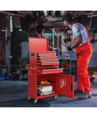 2-in-1 Rolling Tool Chest with 5 Sliding Lockable Drawers