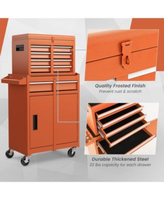 2-in-1 Rolling Tool Chest with 5 Sliding Lockable Drawers