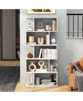 5-Tier Bookshelf with Anti-Toppling Device for Living Room Home Office