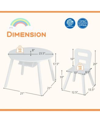 Wood Activity Kids Table and Chair Set with Center Mesh Storage