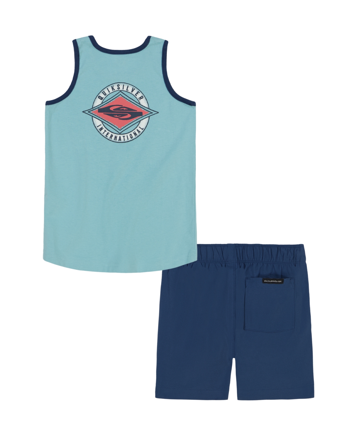 QUIKSILVER TODDLER AND LITTLE BOYS 2-PIECE INTERNATIONAL LOGO TANK TOP AND STRETCH TECH SHORTS SET 