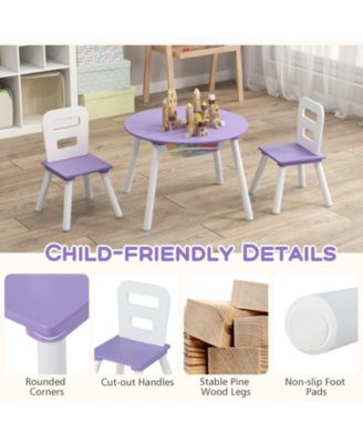 Wood Activity Kids Table and Chair Set with Center Mesh Storage