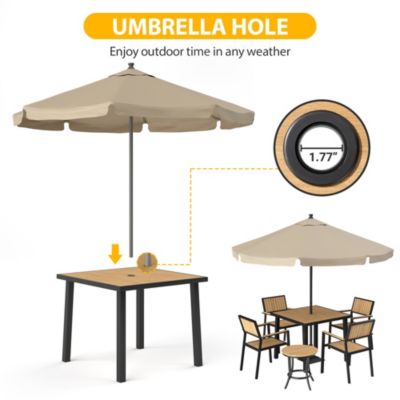 6-Piece Aluminum Outdoor Patio Dining Set with Square Table, Small Side Table and 4-Stackable Chairs