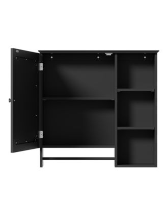 Wall Mounted Bathroom Storage Cabinet, Medicine Cabinets with large mirror door, adjustable shelves and three open storage levels