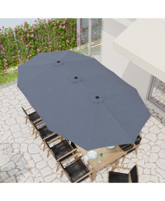 15 ft. Large Market Double Sided Umbrella Outdoor Patio Umbrella in Blue with Crank Handle, for Poolside Lawn Garden
