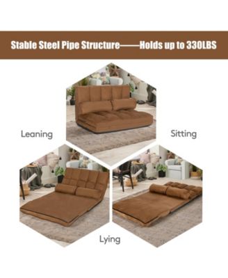 48" x 44.5" x 23" 6-Position Foldable Floor Sofa Bed with Detachable Cloth Cover