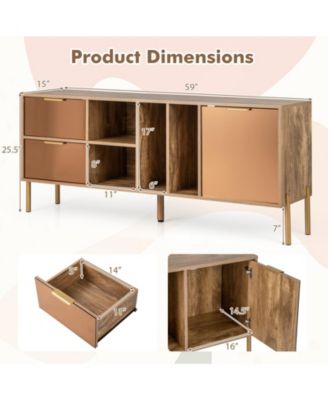 Mirrored Buffet Cabinet with 2 Drawers and 1 Door for Living Room