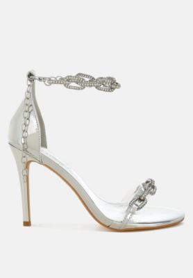 Womens Traben Rhinestones Chain Metallic Stiletto Heels