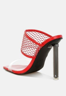 Womens Salween Clear Embellished Square Toe Heels