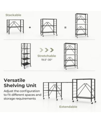 5-Tier Foldable Storage Shelf with Wheels