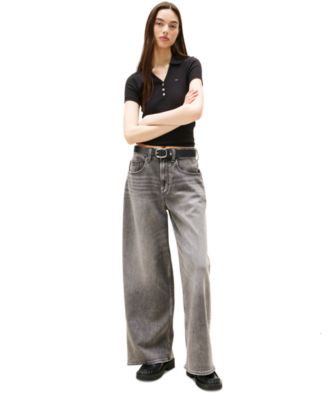 Женская приталенная рубашка поло в рубчик от Tommy Jeans