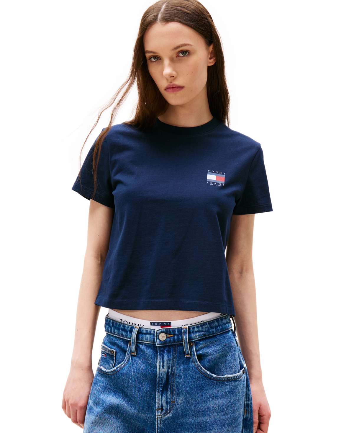 Tommy Jeans Women's Cotton Logo Graphic T-shirt In Dark Night Navy