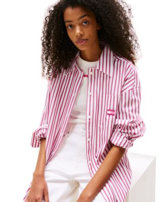 Женское хлопчатобумажное мини-платье-рубашка оверсайз от Tommy Jeans