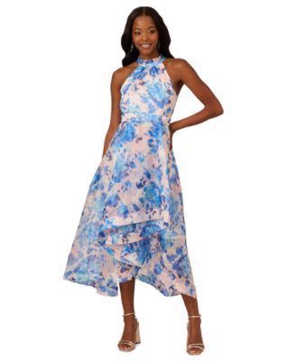 【海外限定】AdriannaPapell ドレス☆Floral Print Hi Low Midi Adrianna Papell Women's Floral-Print High-Low Midi Dress