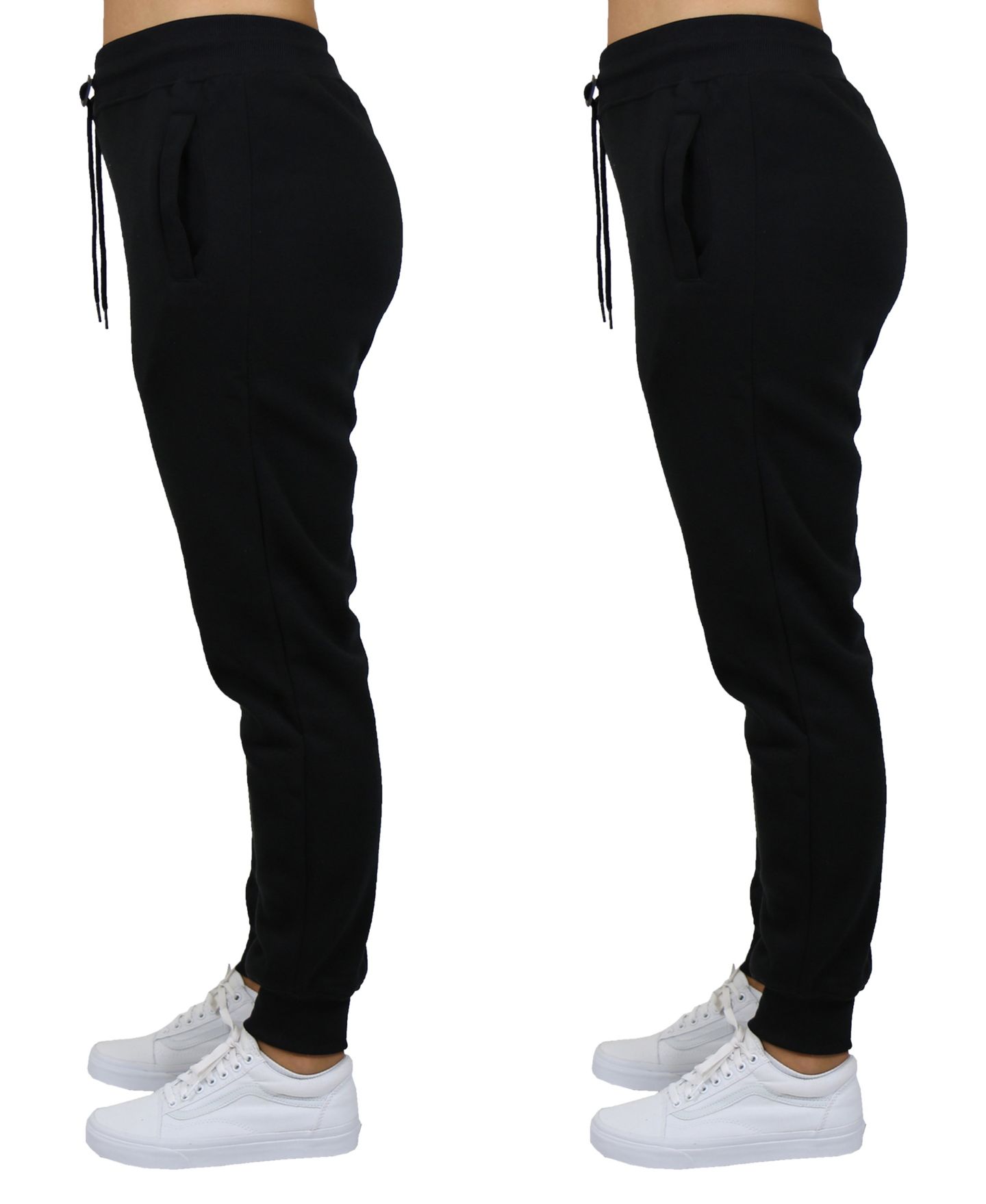 Женские брюки Galaxy By Harvic Loose Fit Fleece Lined Jogger Sweatpants-2 Pack, цвет: Чёрный — фото 3