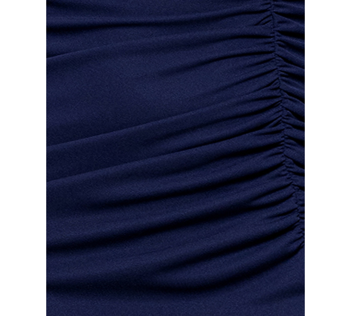 Shop Betsy & Adam Petite Mock-neck Crepe Ruched Sheath Dress In Navy