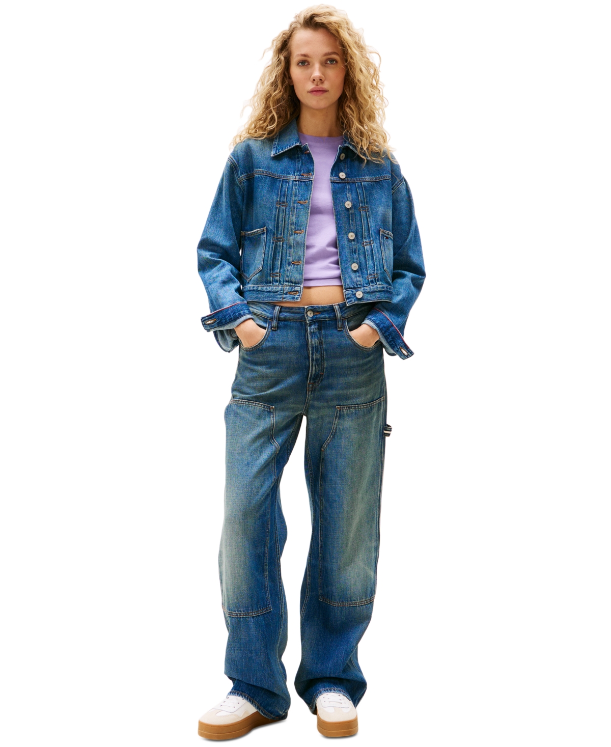 Tommy Jeans Women's Mia Cotton Mid-rise Relaxed Straight Carpenter Jeans