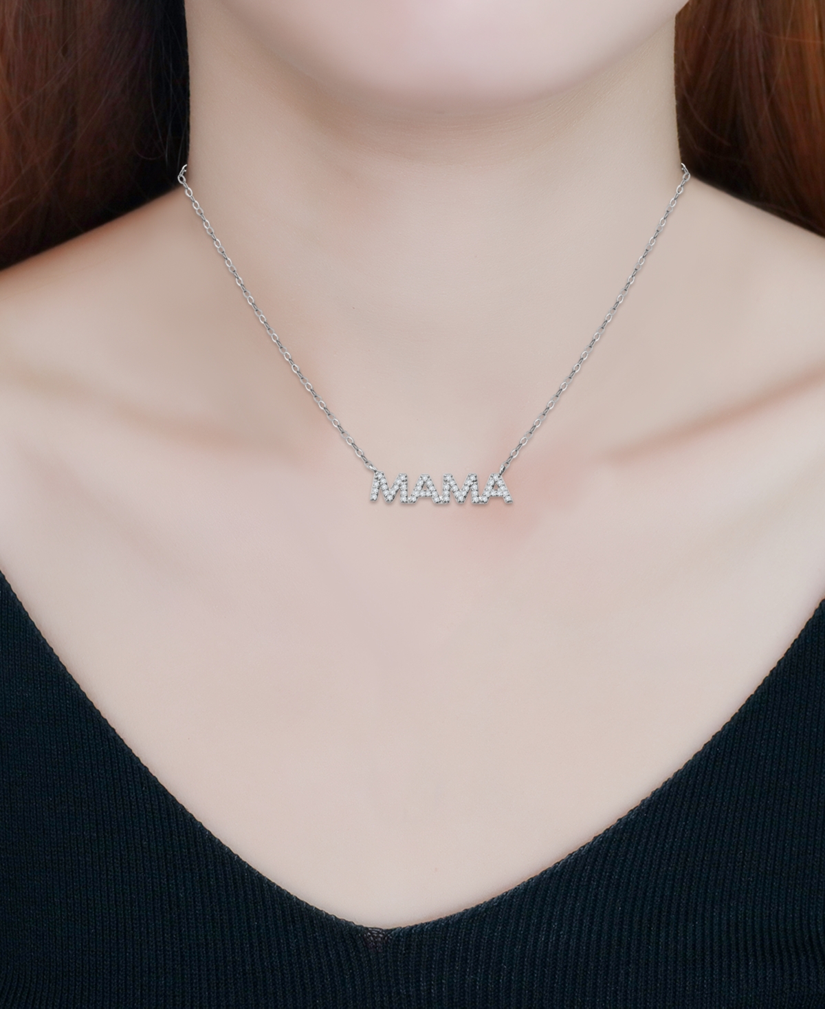 Giani Bernini Cubic Zirconia Mama Pendant Necklace In 18k Gold-plated Sterling Silver (also In Sterling Silver), 1 In Silver
