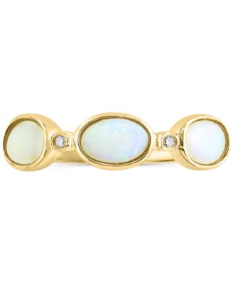 Opal (3/4 ct. t.w.) & Diamond Accent Ring in 14k Yellow Gold
