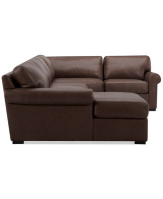 Radley Roll Arm 152" 4-Pc. Leather Wedge Corner Chaise Sectional