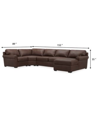 Radley Roll Arm 152" 4-Pc. Leather Wedge Corner Chaise Sectional