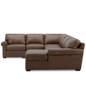 Radley Roll Arm 132" 6-Pc. Leather Square Corner Chaise Sectional, Exclusively at Macy's