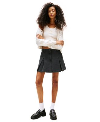Tommy Jeans - Women's Cotton Canvas Pleated Mini Skirt