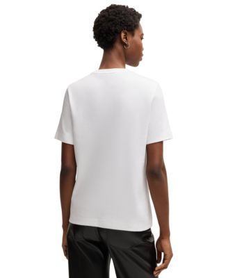 Женская хлопковая футболка с монограммой Hugo Boss BOSS by Hugo Boss Interlock из хлопка 23890₽