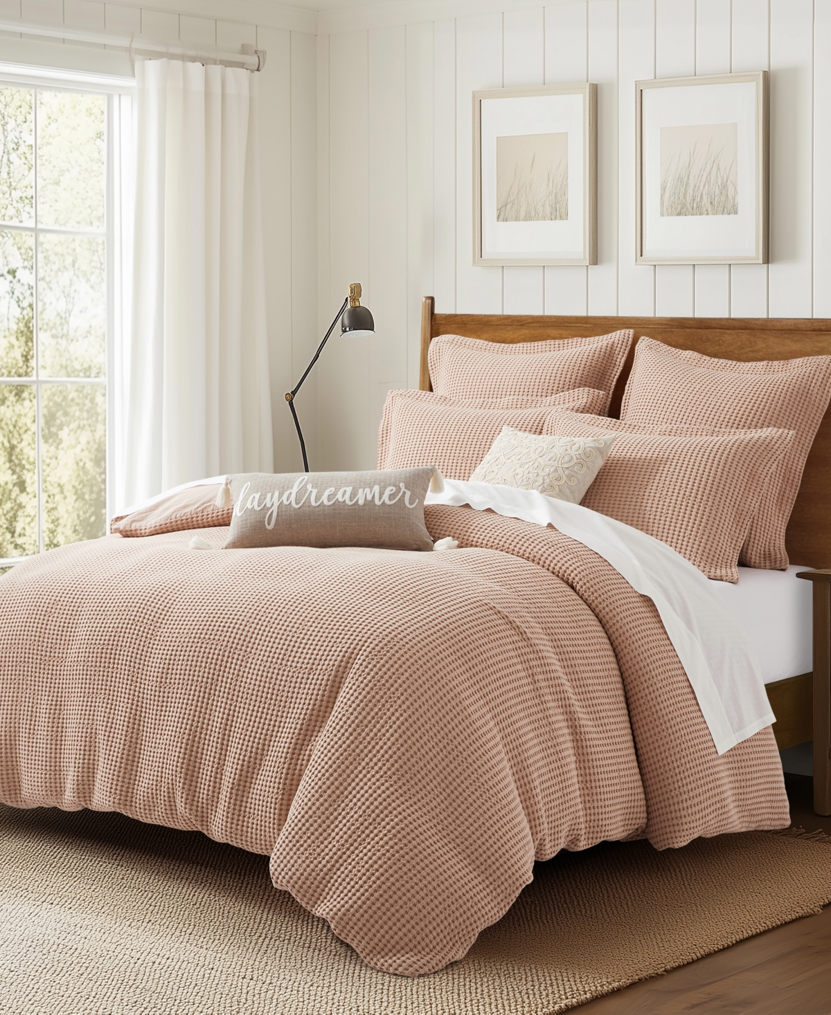Levtex Mills Waffle Textured 2-pc. Duvet Cover Set, Twin/twin Xl In Rose