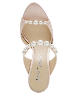 Women's Lacy Embellished Satin Heeled Mules