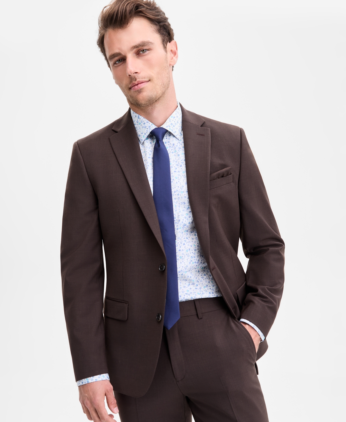 Men's Slim-Fit Wool-Blend Suit Separate Jacket, Exclusively at Macy's - Brown