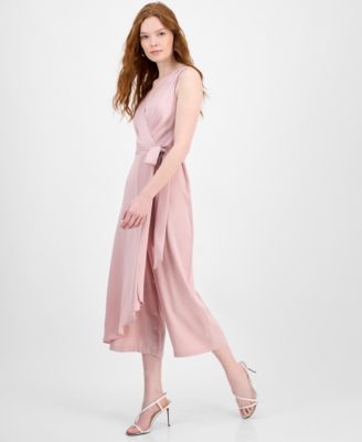 Связанный женский комбинезон-стихарь с драпировкой без рукавов