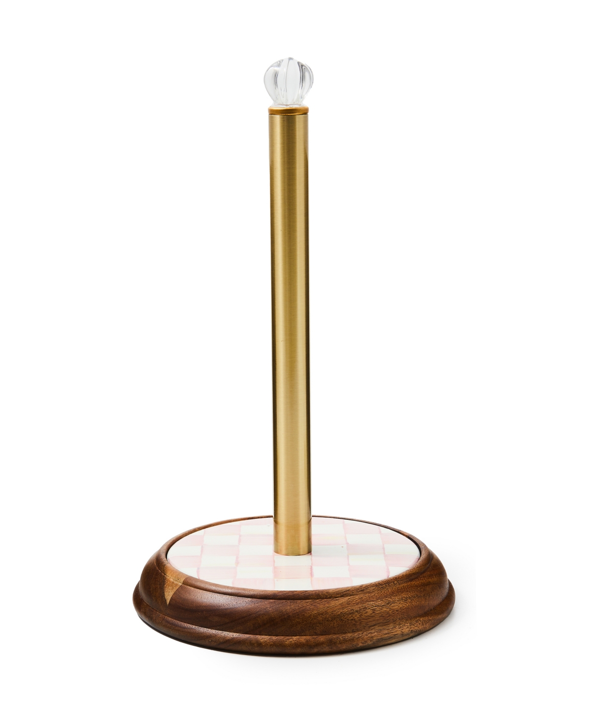 Mackenzie-childs Rosy Check Wood Paper Towel Holder In Multi