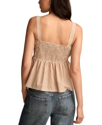 Women's Square-Neck Corset Cotton Peplum Top