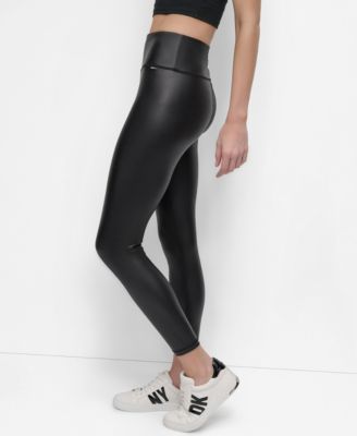 Женские брюки-леггинсы из искусственной кожи DKNY с завышенной талией 7/8