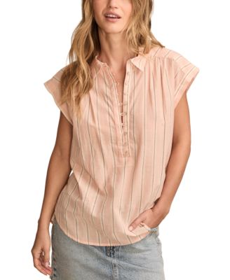 Lucky Brand - Women's Cotton Striped Short-Sleeve Popover
