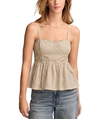 Lucky Brand - Women's Ruched Corset Babydoll Cotton Cami Top