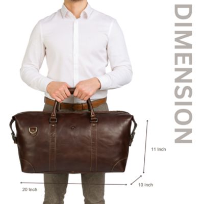 Full-Grain Leather Travel Duffle Bag with Shoulder Strap, Spacious Interior, and Vintage-Inspired Design – Ideal for Weekend Getaways, Business Trips, or Cabin Retreats
