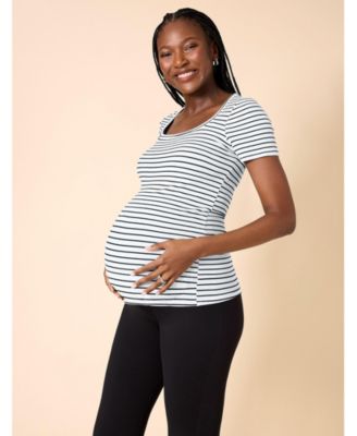 Maternity Square Neck Rib Knit Short Sleeve Top - Motherhood