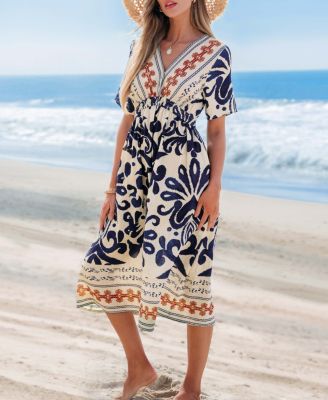 Женское пляжное платье миди CUPSHE в стиле Bali Mood с орнаментом