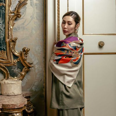 Джулия - Большой шелковый платок ручной работы для женщин