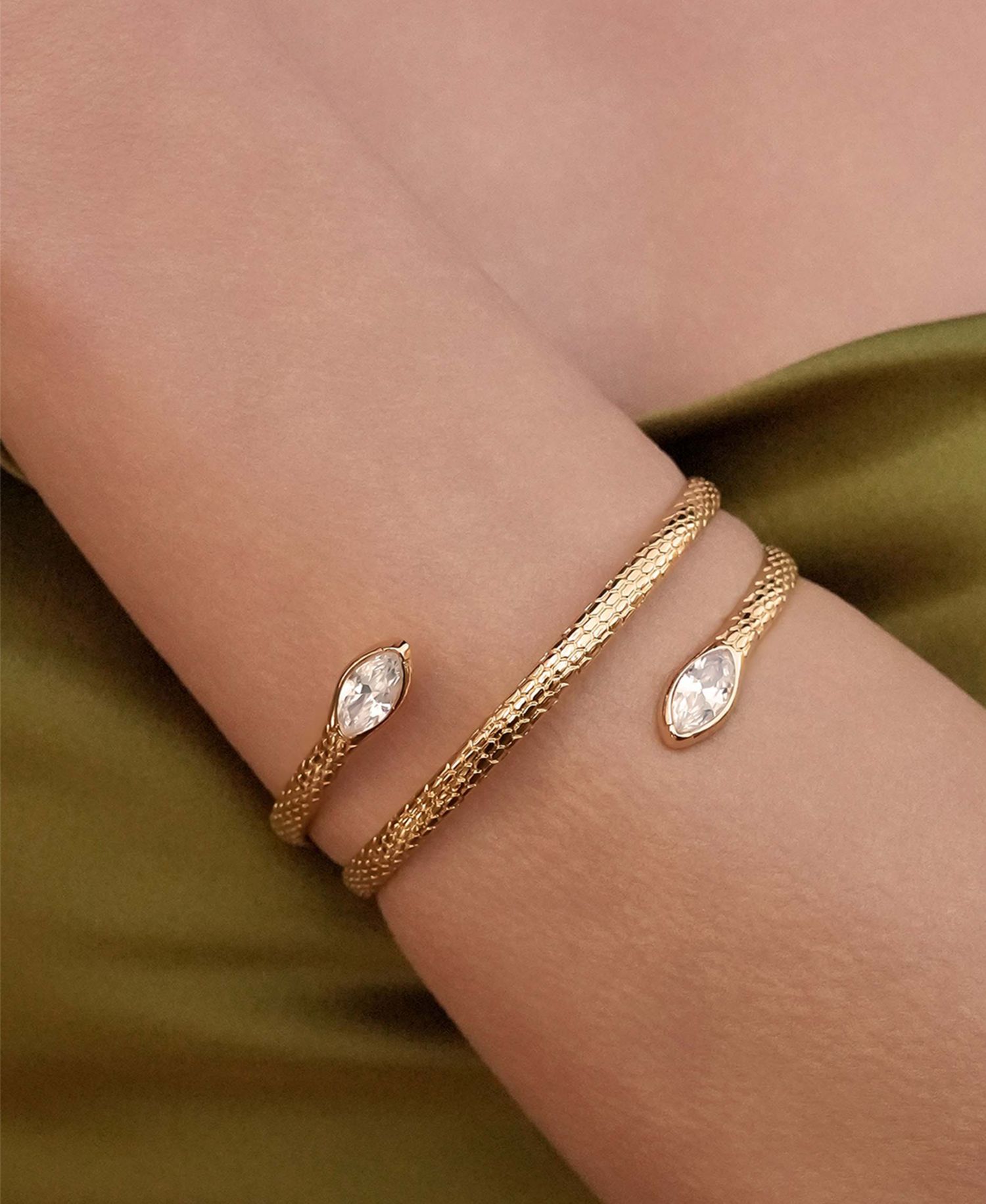 Marquise Cubic Zirconia Coiled Bangle Bracelet